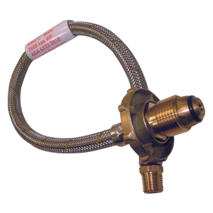 450mm Gas Flexi Hose POL w Handwheel x 1/4 Inv Flare - suits Twin Cylinders