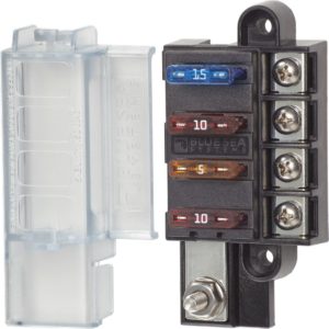 Enerdrive EA-FB-11 Fuse Block 4 Way Positive with Cover and Label Kit