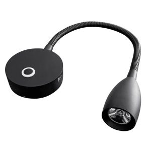 Transeng TRA-RLG-BLACK Gooseneck Black Reading Light with USB Charging Port