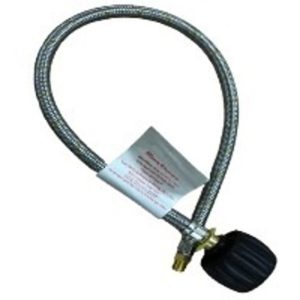 51-LCCFP14I900F Type F LCC27 x 1/4" Inv. Flare Flexible Handwheel Pigtail (900mm) - Suits Twin Cylinders