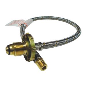 600mm Gas Flexi Hose POL w Handwheel w 1/4 Inv Flare - suits Twin Cylinders