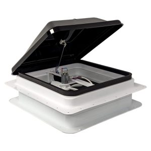 Coast RV 650-00480 14x14 Black Wind-Up Roof Vent With 12V Fan