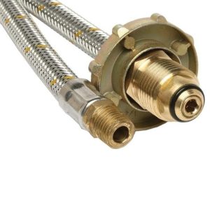 Bromic 6SHW0450 450mm Stainless Steel Gas Flexi Hose POL w Handwheel x 1/4 Inv Flare - Suits Twin Cylinders